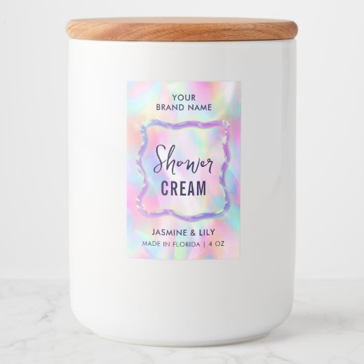 Neon Holographic Zeep Shampoo Waterdicht Label Voedselcontainer Etiket (Voorkant)