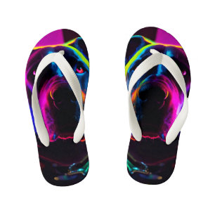 neon hond kinder teenslippers