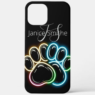 Neon hond Paws Monogram Case-Mate iPhone Case