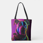 neon hond tote bag (Achterkant)