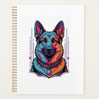 Neon Hondenportret Vintage Gravure Grafisch_1 Planner