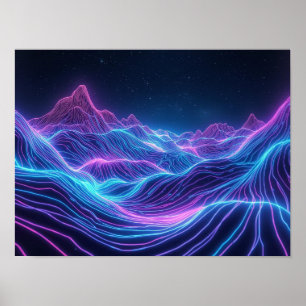 Neon Horizon: een topografische odyssee door Poster