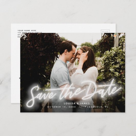 Neon Horizontale Foto Sla het Briefkaart Datum op (Voorkant / Achterkant)