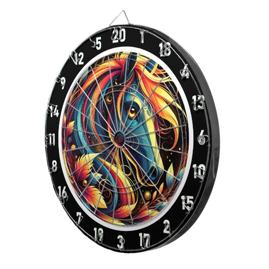 Neon Horse galop door het paradijs Dartbord (Voorkant Rechts)