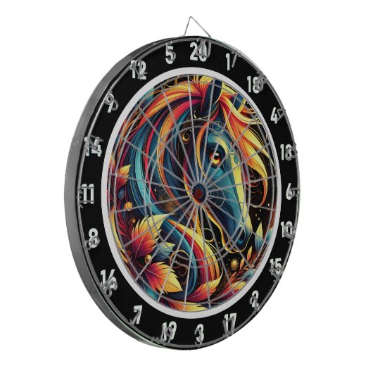 Neon Horse galop door het paradijs Dartbord (Voorkant Links)