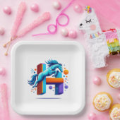 Neon Horse Jump Over H Letter Papieren Bordje (Feest)