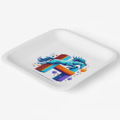 Neon Horse Jump Over H Letter Papieren Bordje (Gebogen)