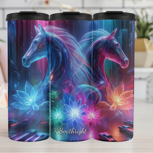 Neon Horse Lotus Cityscape Vision Thermosbeker