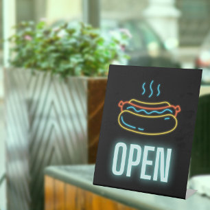 Neon Hot Dog Open Pedestal Sign Reclamebord Met Voetstuk