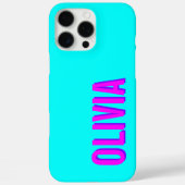 Neon Hot Pink 3D Moderne naam | Trendy Cool Blue Case-Mate iPhone Case (Achterkant)