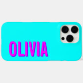 Neon Hot Pink 3D Moderne naam | Trendy Cool Blue Case-Mate iPhone Case (Achterkant (horizontaal))