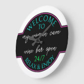 Neon Hot Pink Aqua Blue White Ze heeft het verwelk Grote Klok (Hoek)