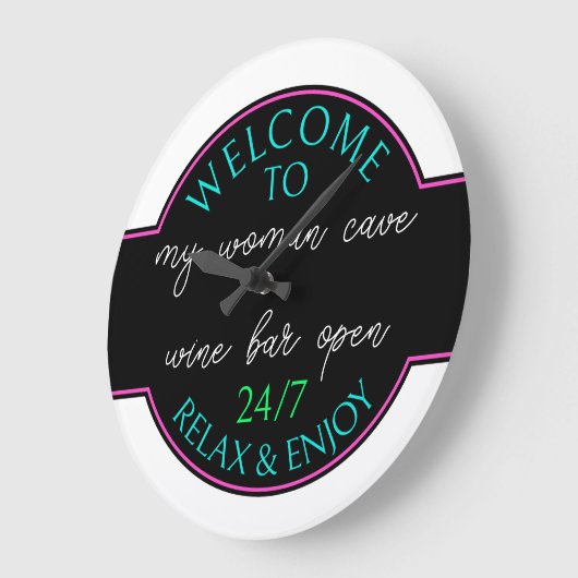 Neon Hot Pink Aqua Blue White Ze heeft het verwelk Grote Klok (Hoek)