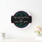 Neon Hot Pink Aqua Blue White Ze heeft het verwelk Grote Klok (Huis)