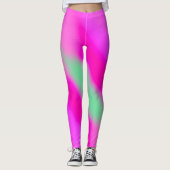 Neon Hot Pink Bubblegum Jade Green Leggings (Voorkant)