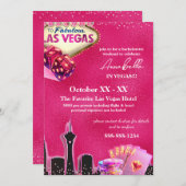 Neon Hot Pink Las Vegas Skyline Kaart (Voorkant / Achterkant)