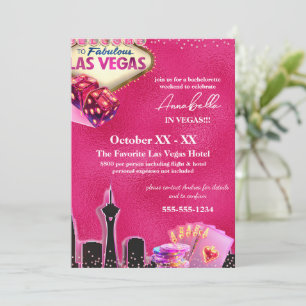 Neon Hot Pink Las Vegas Skyline Kaart