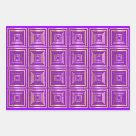 Neon hot roze blauw lila goud Wrapping Paper Set (Voorkant 2)