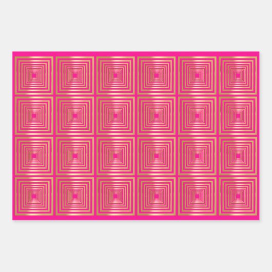 Neon hot roze blauw lila goud Wrapping Paper Set (Voorkant)