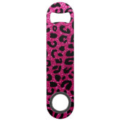 Neon hot roze cheetah print speed flessenopener (Voorkant)