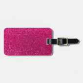Neon hot roze glitter bagagelabel (Voorkant horizontaal)