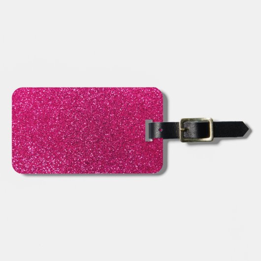 Neon hot roze glitter bagagelabel (Voorkant horizontaal)