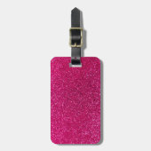 Neon hot roze glitter bagagelabel (Voorkant verticaal)