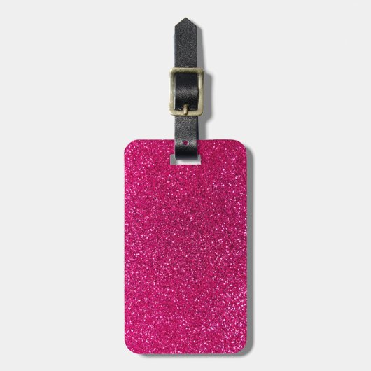 Neon hot roze glitter bagagelabel (Voorkant verticaal)
