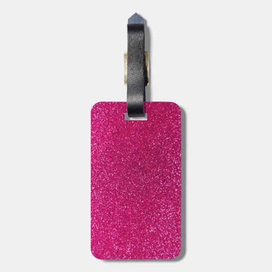 Neon hot roze glitter bagagelabel (Achterkant verticaal)