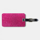 Neon hot roze glitter bagagelabel (Achterkant horizontaal)