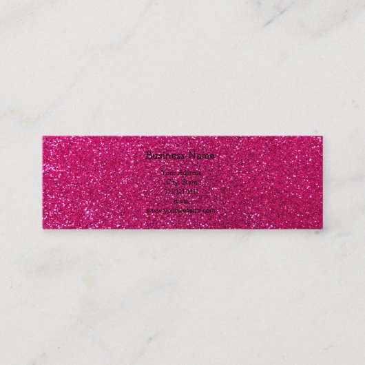 Neon hot roze glitter mini visitekaartje (Voorkant)