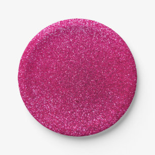 Neon hot roze glitter papieren bordje