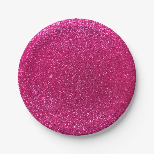 Neon hot roze glitter papieren bordje (Voorkant)