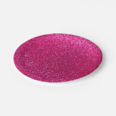 Neon hot roze glitter papieren bordje (Gekanteld)