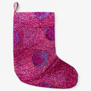 neon hot-roze glitter peace-veren kleine kerstsok