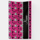 Neon hot roze glitter princess crown sterren spandoek (Verticaal)