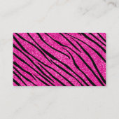Neon hot roze glitter zebra stripes visitekaartje (Achterkant)
