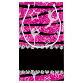 Neon hot roze gymnastiek glitter zebra stripes klein cadeauzakje (Achterkant)