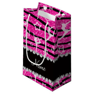 Neon hot roze gymnastiek glitter zebra stripes klein cadeauzakje