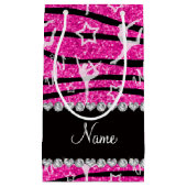 Neon hot roze gymnastiek glitter zebra stripes klein cadeauzakje (Voorkant)