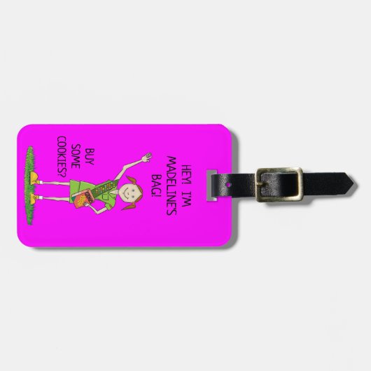 Neon HOT ROZE Meisje Scout JUNIOR | Aangepast Bagagelabel (Voorkant horizontaal)