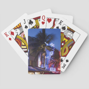 Neon hotel 's nachts, Ocean Drive, South Miami Bea Pokerkaarten