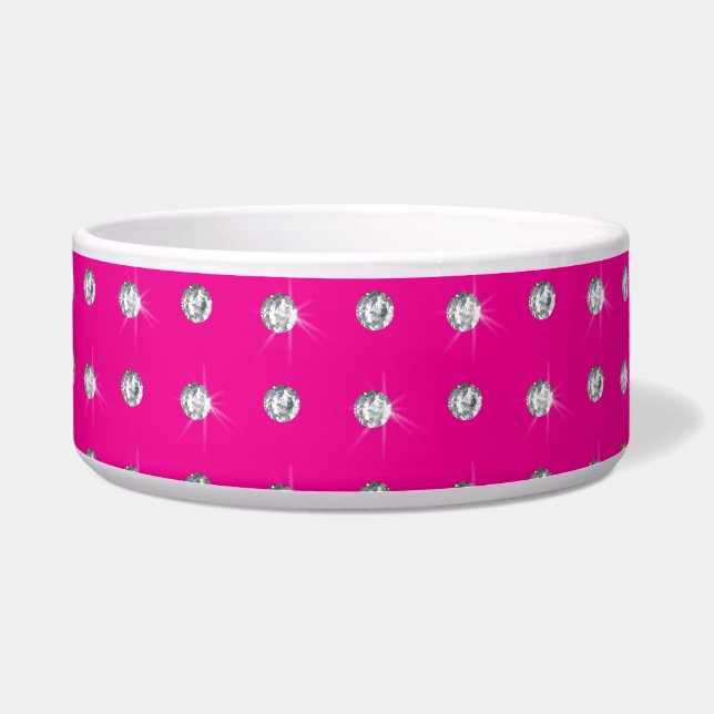 Neon hotroze diamanten voerbakje (Voorkant)