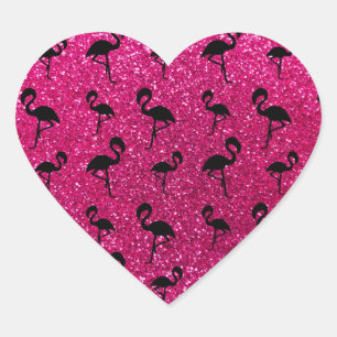 Neon hotroze glitter flamingos hart sticker