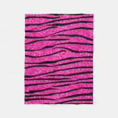 Neon hotroze glitter zebra strepen fleece deken (Voorkant)