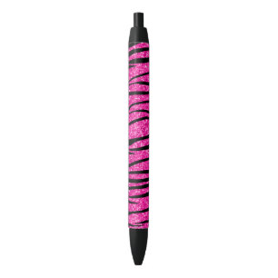 Neon hotroze glitter zebra strepen zwarte inkt pen