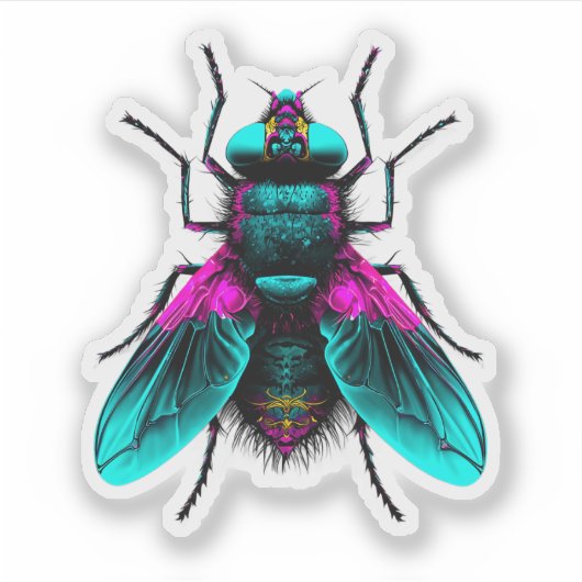 Neon House Fly Sticker (Voorkant)