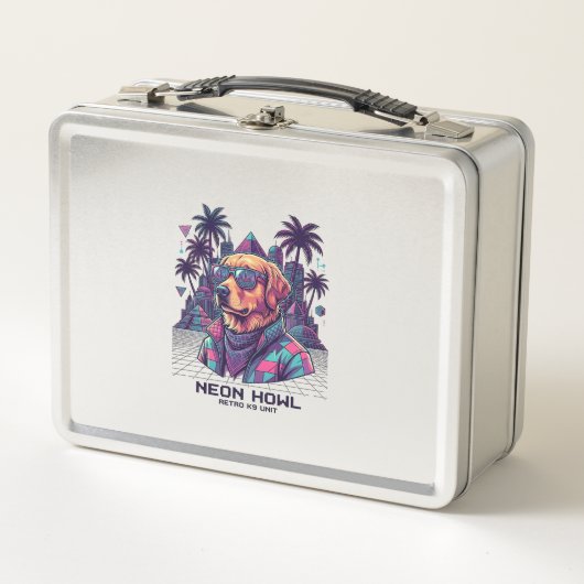 Neon Howl Retro K9 Unit Hond Zonnebril Palmboom_1 (Voorkant)