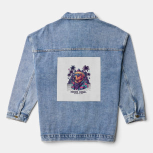 Neon Howl Retro K9 Unit Hond Zonnebril Palmboom_1 Denim Jacket