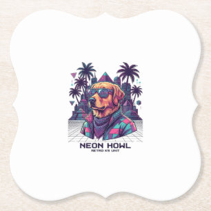 Neon Howl Retro K9 Unit Hond Zonnebril Palmboom_1 Kartonnen Onderzetters